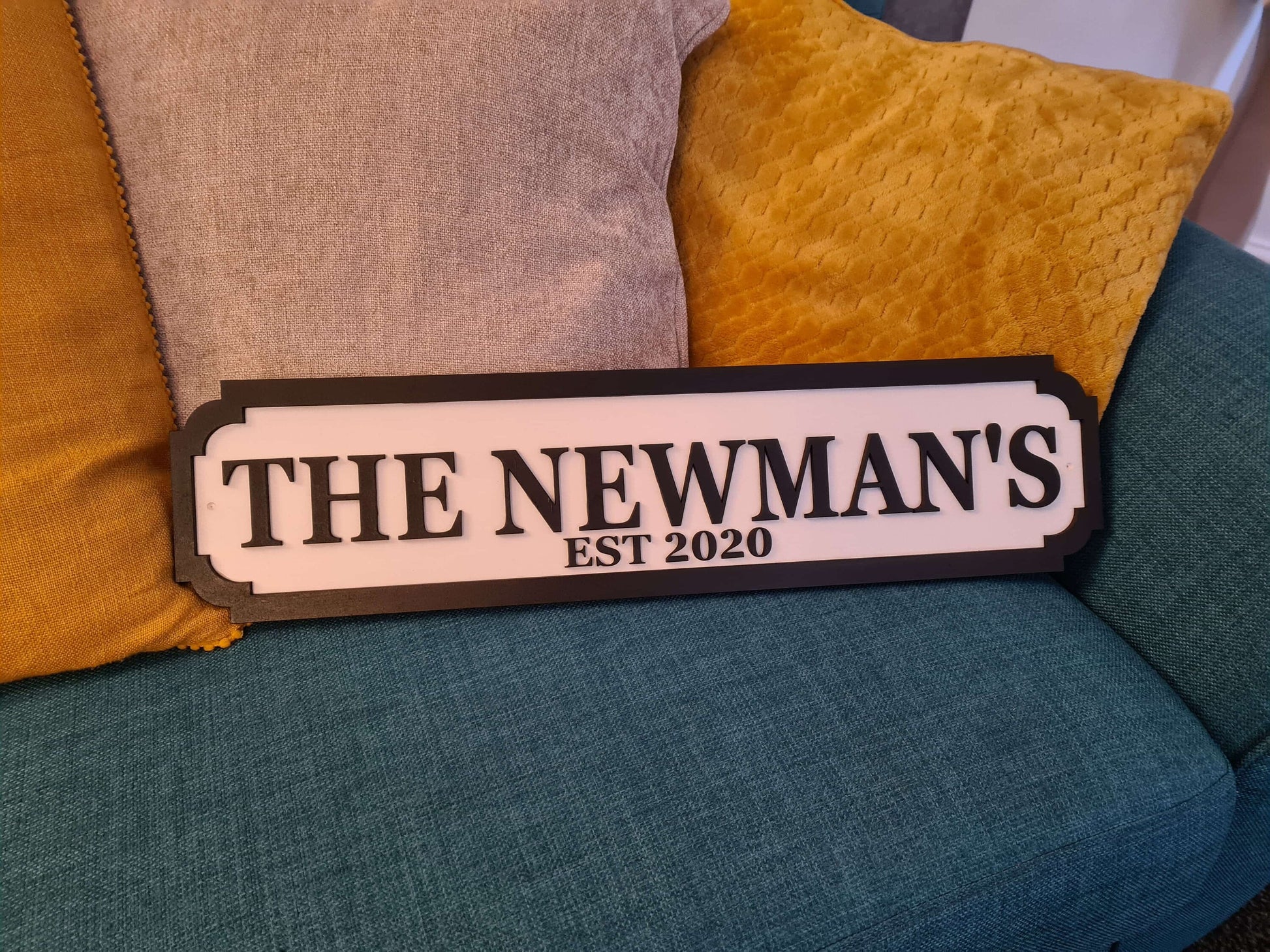 Street sign 3D look, The Surname&#39;s, personalised wall mount MDF