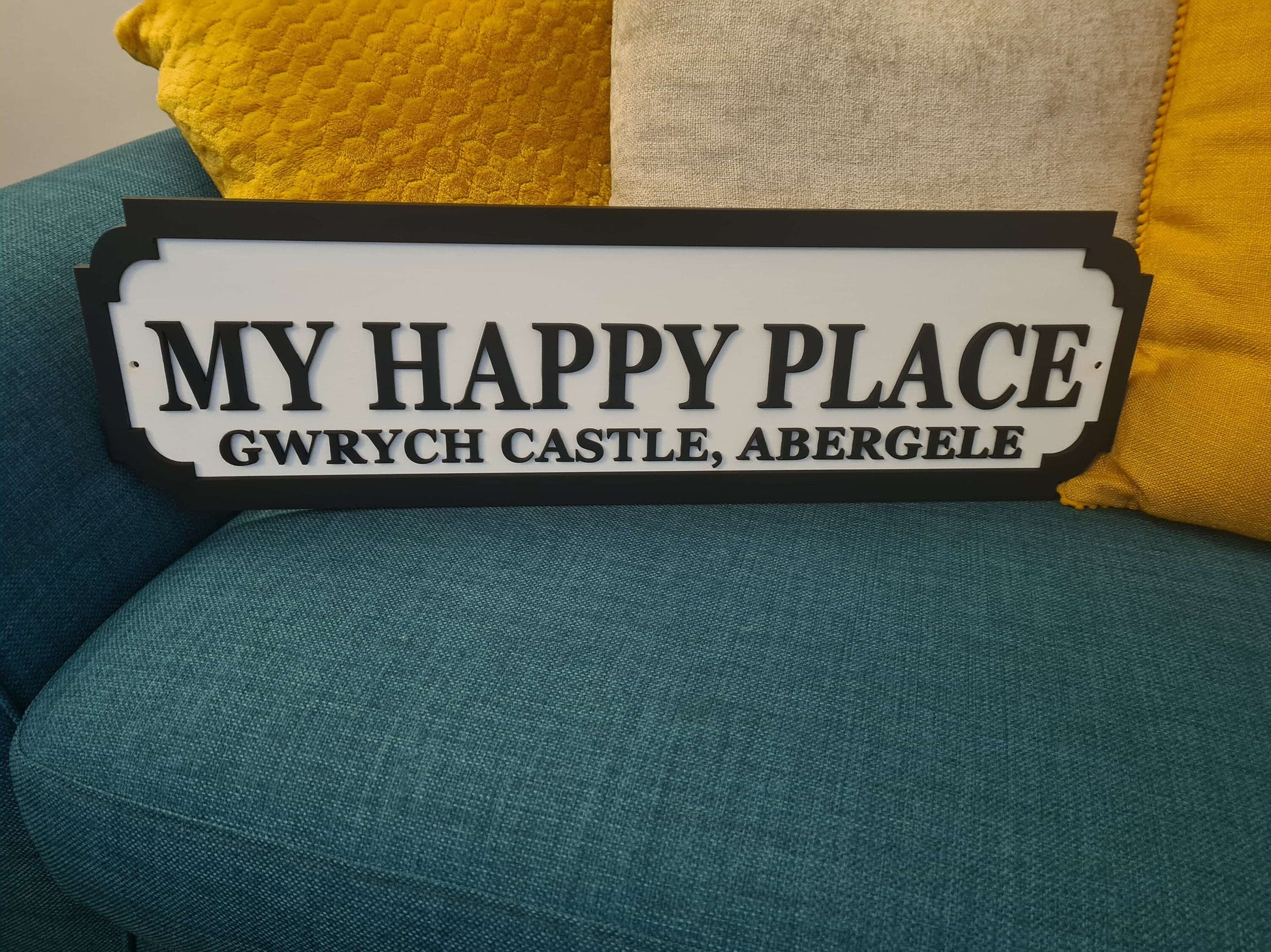 My happy place | Street sign 3D look | personalised wall mount | MDF | wall decor | gift | present | home decor | laser cut | 3 sizes